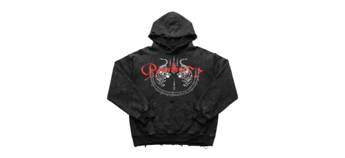 Sak Yant Hoodie, Washed Black – Blood, front