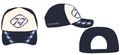 77 Emblem Cap, Navy – Sky: front, side and back views with navy 77 badge and light blue brim stars